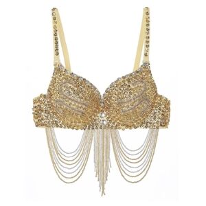 Gold Sequin Embellished Bra